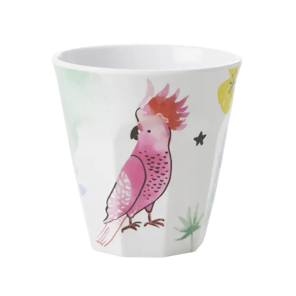 Rice Melamine Cup With Cockatoo Print