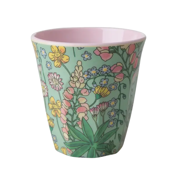 Rice Melamine Cup With Lupin Print Two Tone Medium