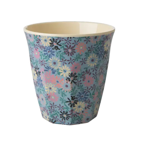 Rice Melamine Cup With Small Flower Print Two Tone