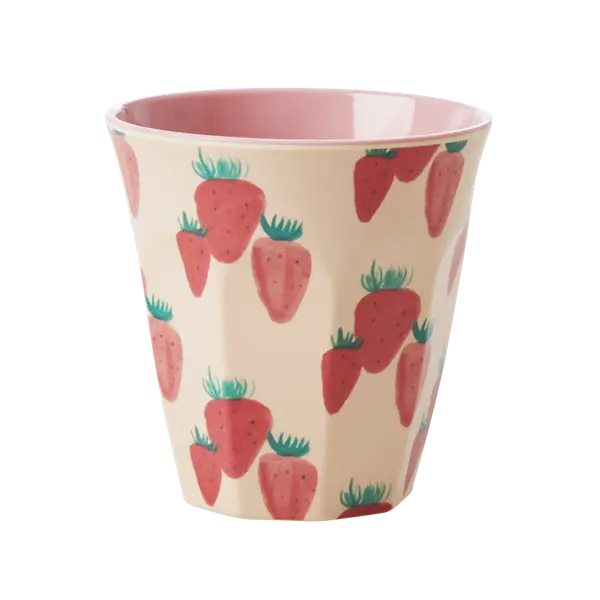Rice Melamine Cup With Strawberry Print