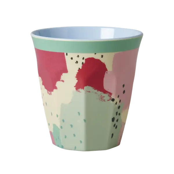 Rice Melamine Medium Cup Two Tone With Splash Print