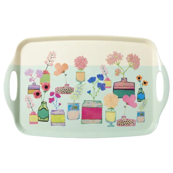 Rice Melamine Tray With Flower Display Print