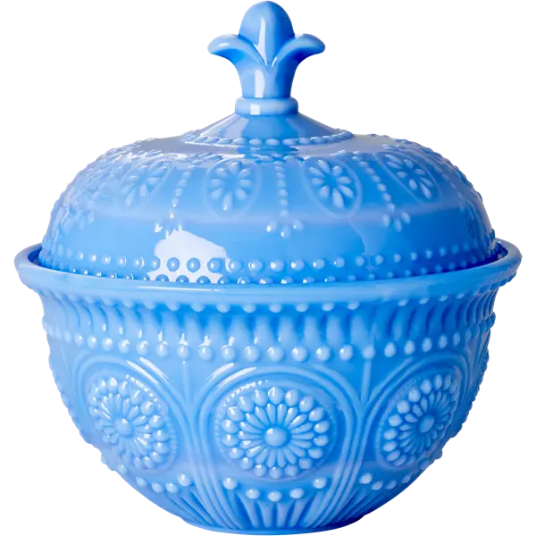 Rice Opaque American Glassware Bonbonniere Blue