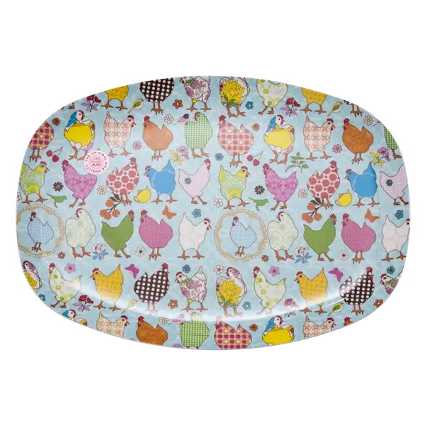 Rice Rectangular Melamine Plate Hen Print