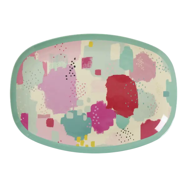 Rice Rectangular Melamine Plate With Splash Print