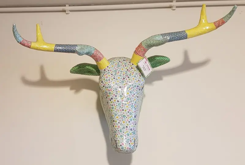Rice Wall Hanging Paper Mache Deer Head
