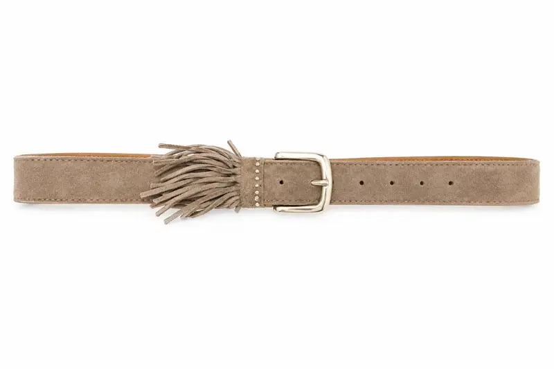 Riem suede met franjes zand