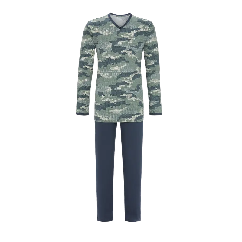 Ringella heren pyjama met V hals - 2541202 - Olijf groen