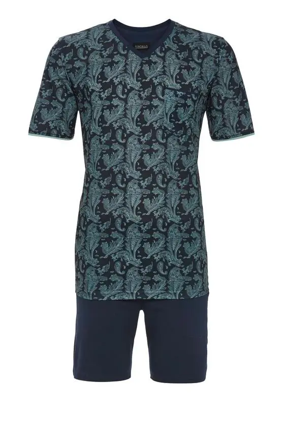 Ringella heren Shortama met V hals paisley - 6241317 - Navy
