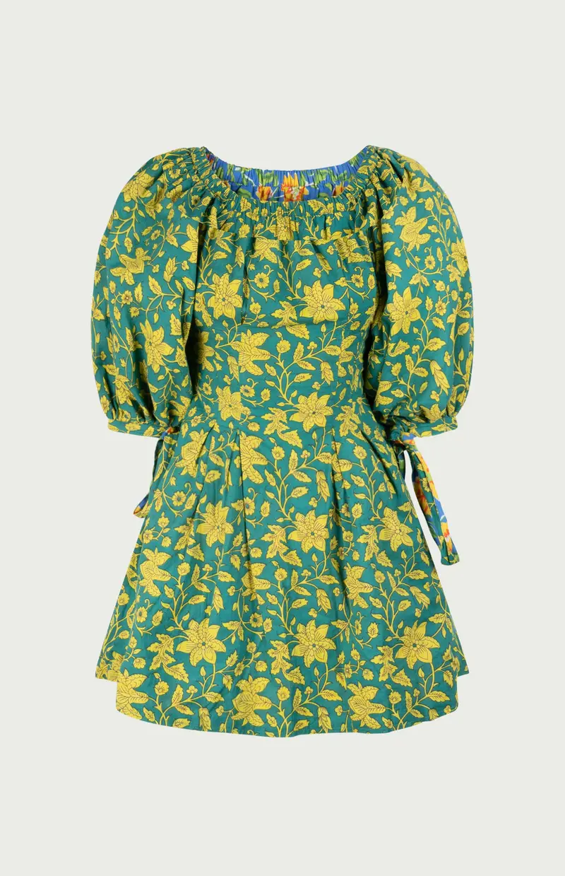 Rose Reversible Mini Dress Green