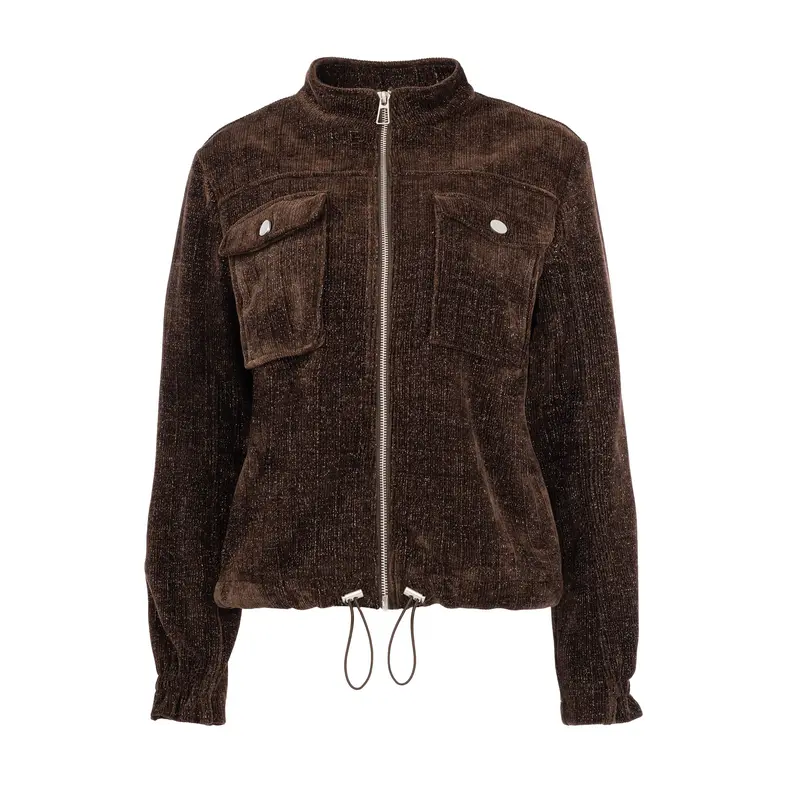 Ruan-B LS-RMJ Chenille Lurex Rib | Ganache Brown