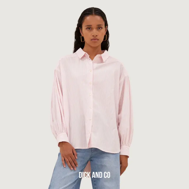 Sarah Pink Pinstripe Blouse