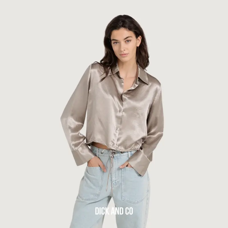 Satijnen blouse met trekkoordzoom
