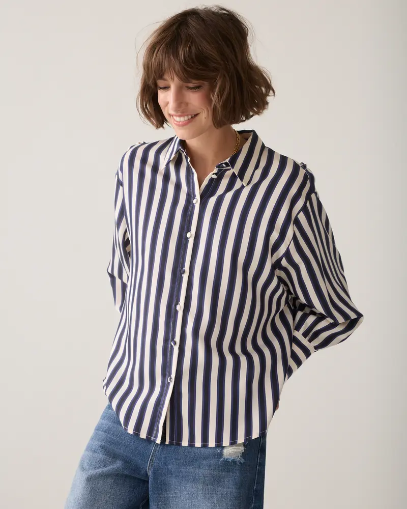 Satijnen streepjesblouse