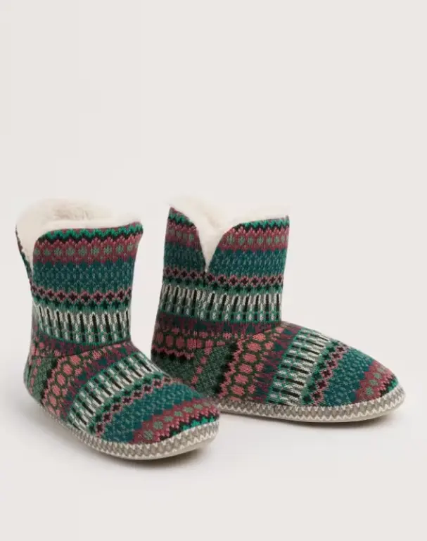 Seasalt Cornwall snooze slipper booties Weaving Needle Dark Forage