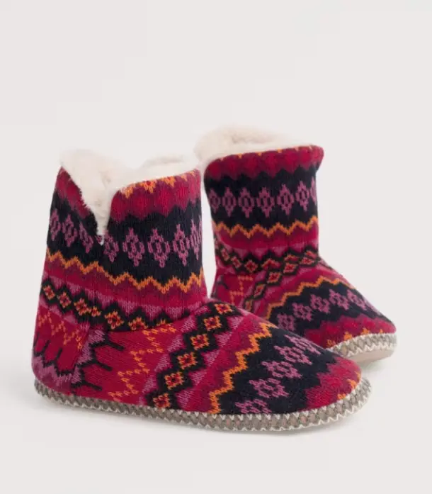 Seasalt Cornwall snooze slipper booties Windward Carmine Multi