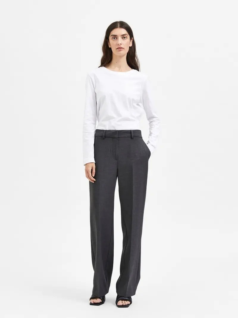 Selected Femme pantalon Rita wide fit grijs