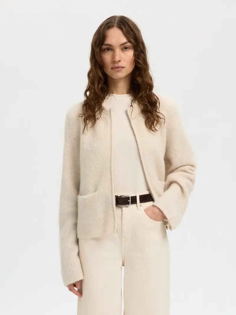 Selected vest birch – korte pasvorm met dubbele ritssluiting