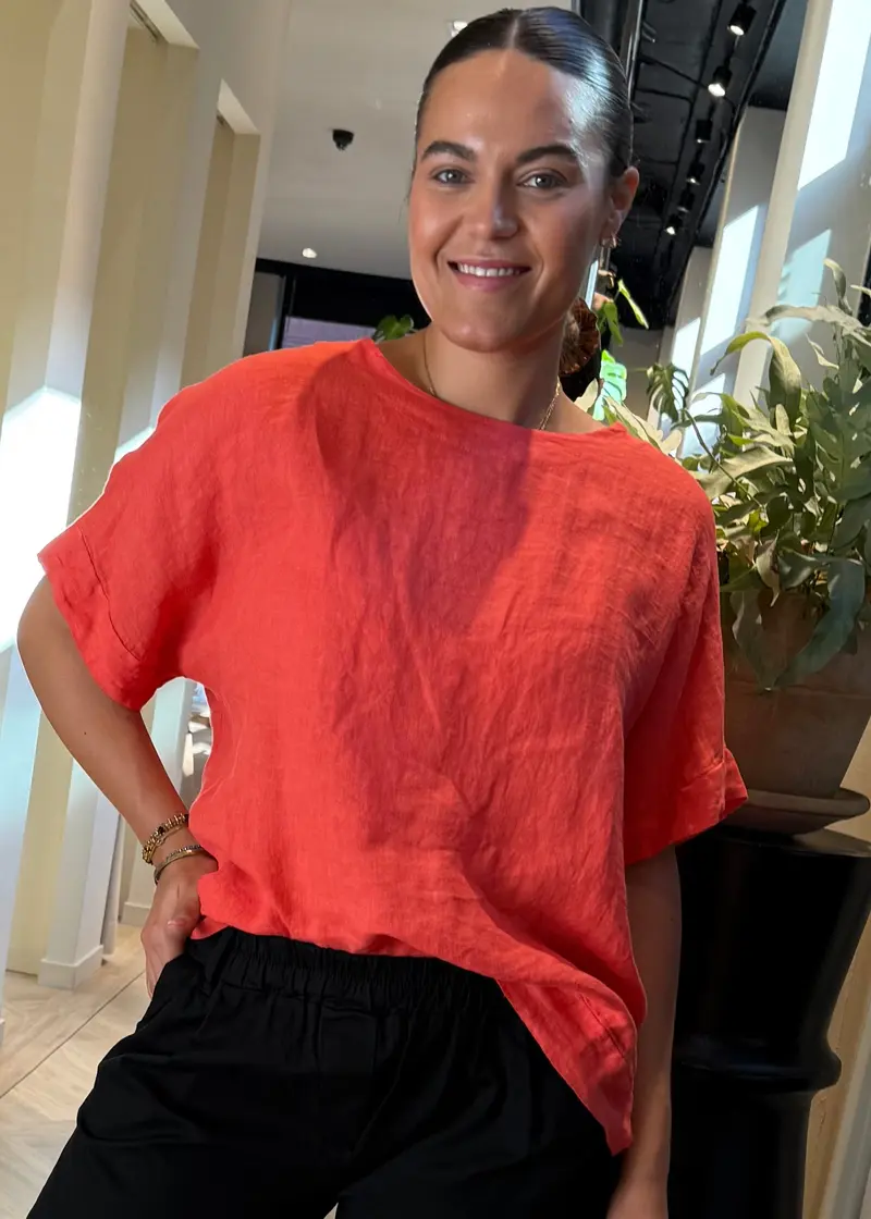 Shirt Merie Linnen Koraal