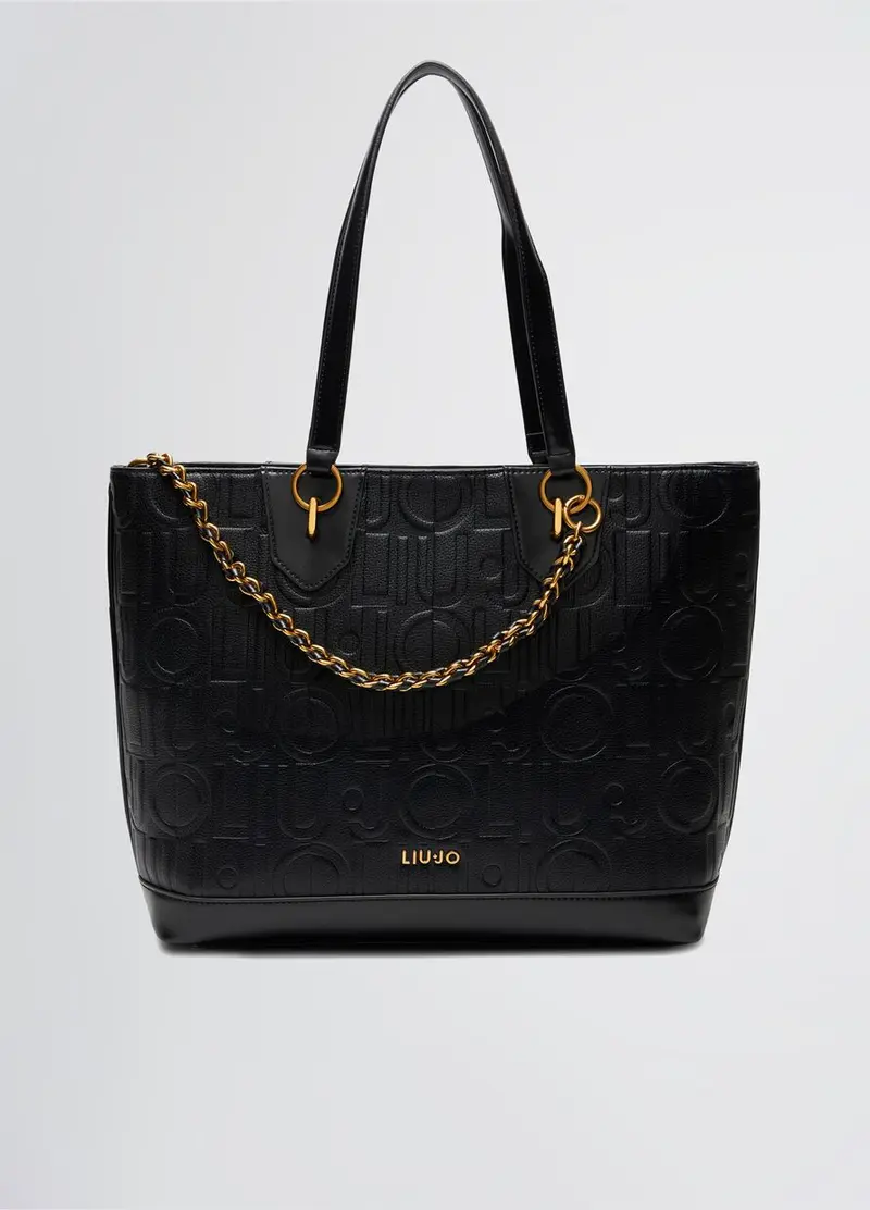 Shopping bag with logo and chain