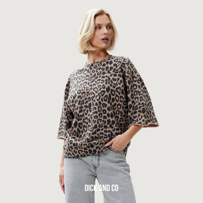 Short Sleeve Leopard Sweater