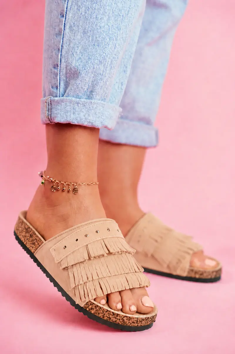Simone Fringle Khaki Slides