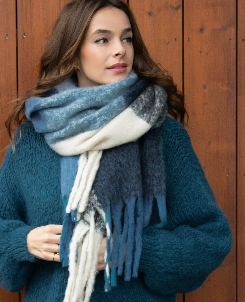 Sjaal Elle | Multicolor/Blue Denim