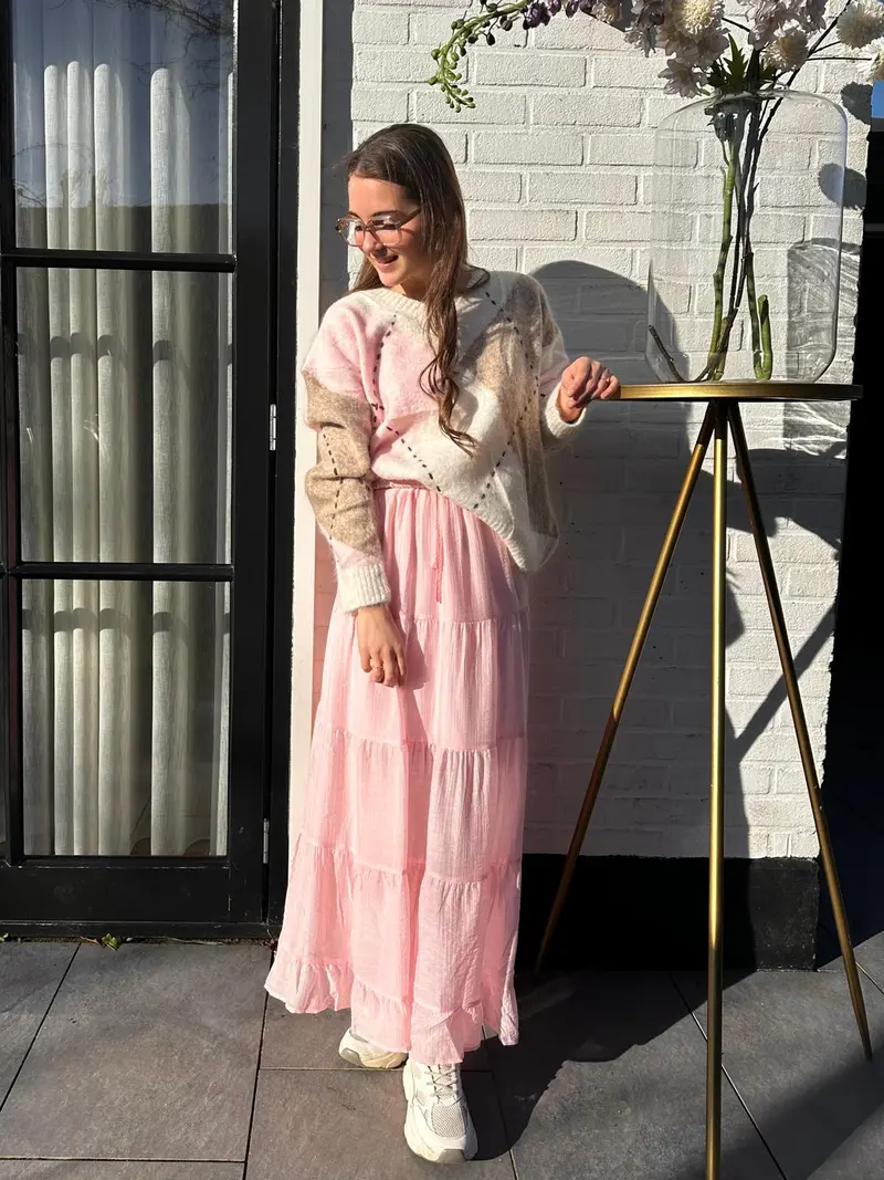 Skirt maxi stroken 14-166 Rose
