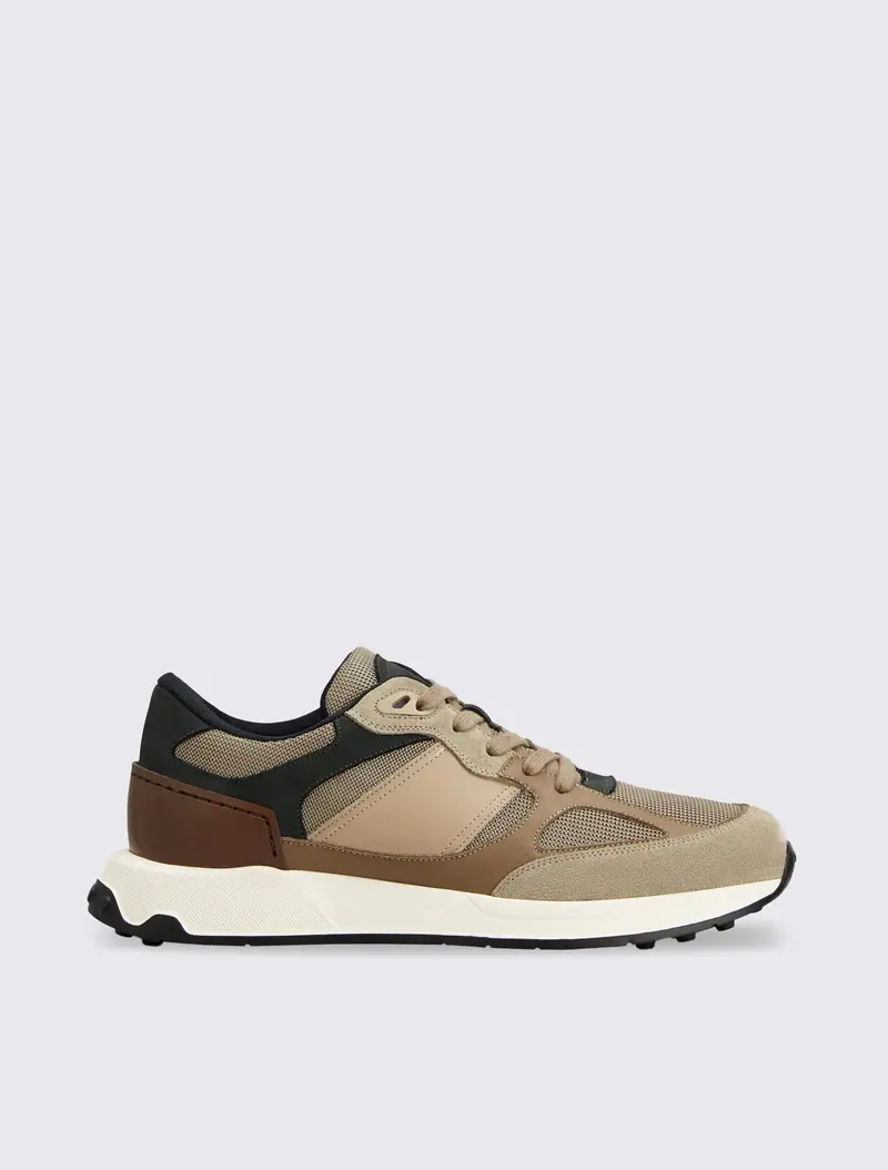 Sneakers in Leather and Fabric