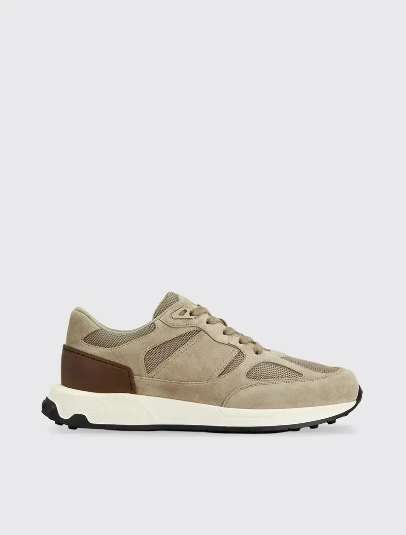 Sneakers in Leather and Fabric
