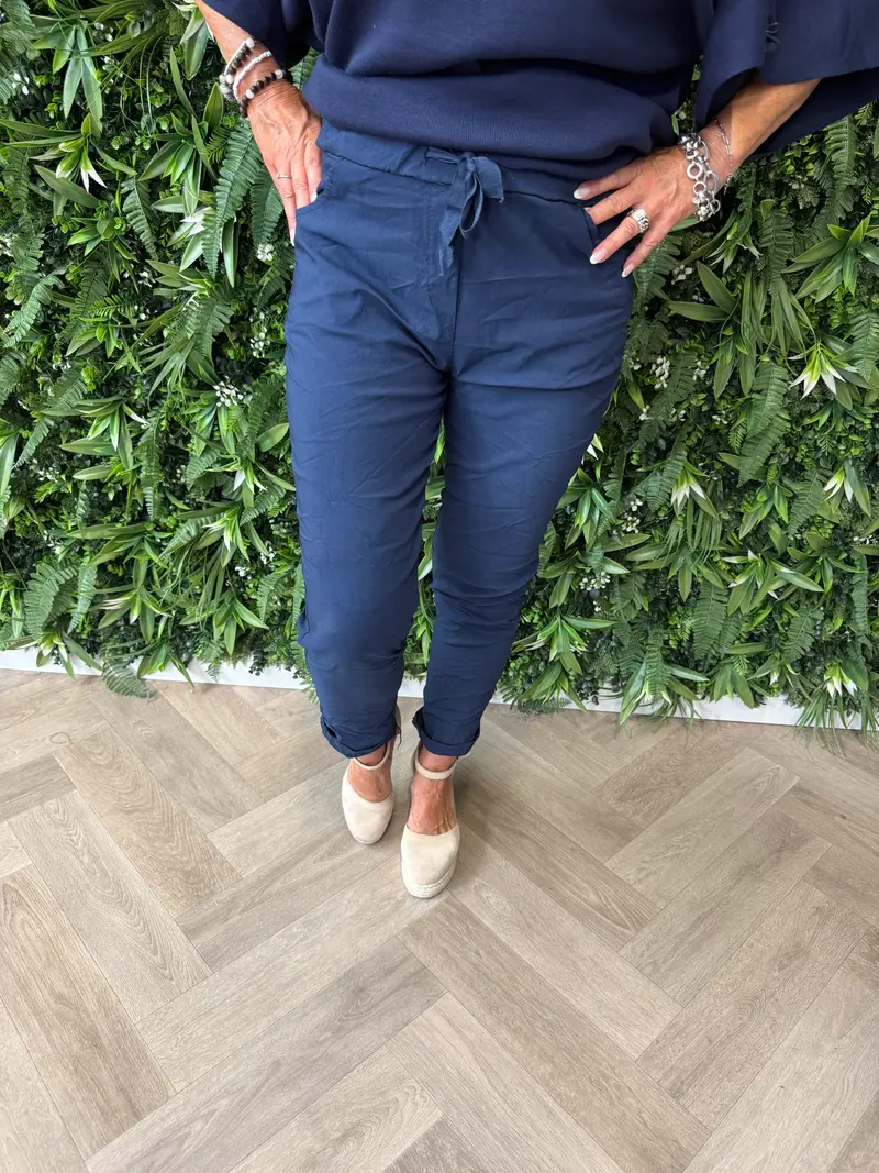 Stretchbroek uni marineblauw