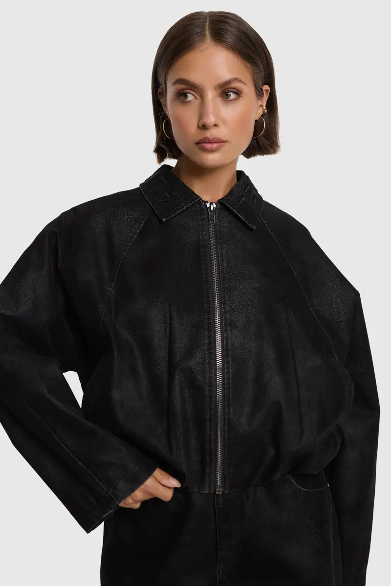 suede ballon jacket black
