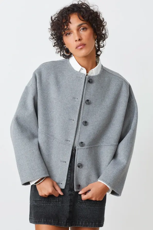 Suncoo eddy short wool coat grey