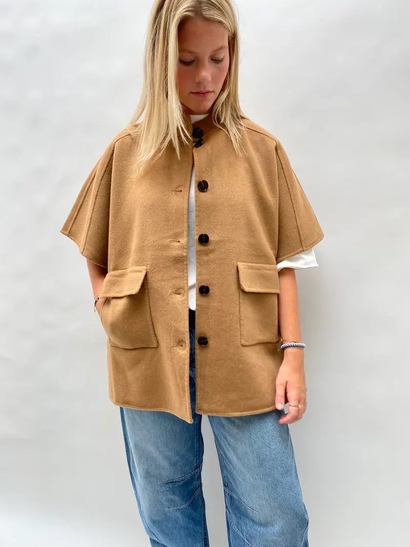 Suncoo manteau ezra oversized wool jacket camel