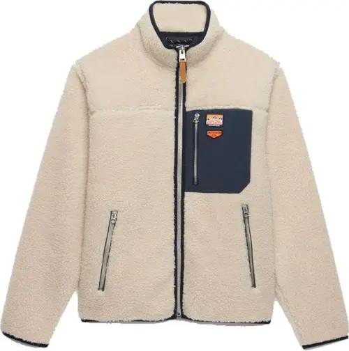 Superdry heren fleecejas beige