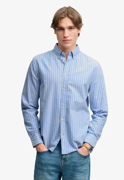 Superdry heren overhemd oxford blauw