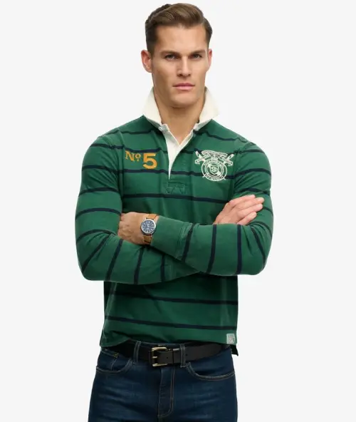 Superdry heren rugbyshirt groen
