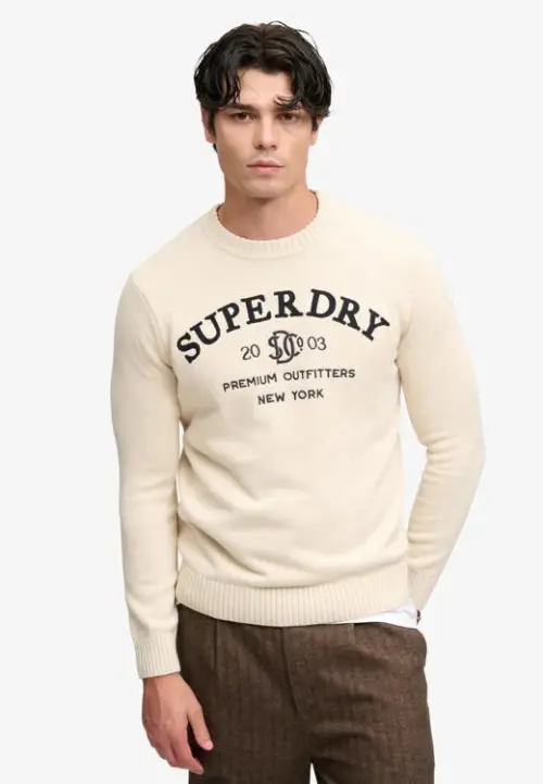 Superdry heren sweatshirt met opdruk beige