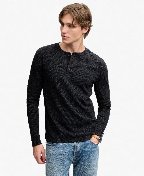 Superdry heren wafel henleyshirt blauw