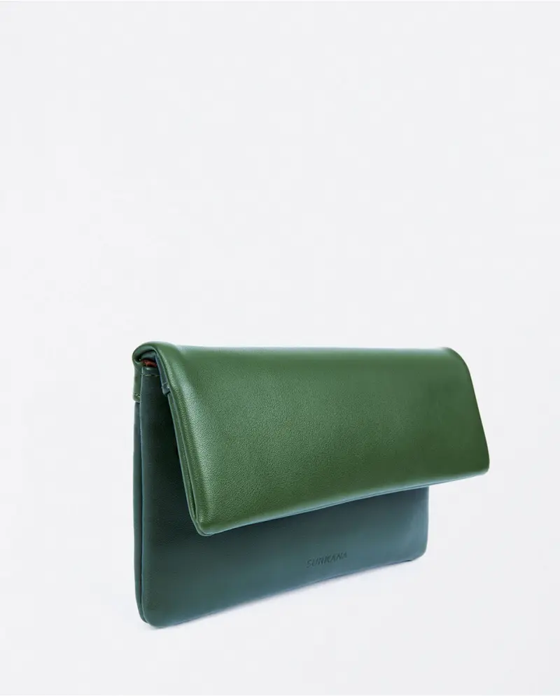 Surkana bicolour soft wallet with flap Khaki