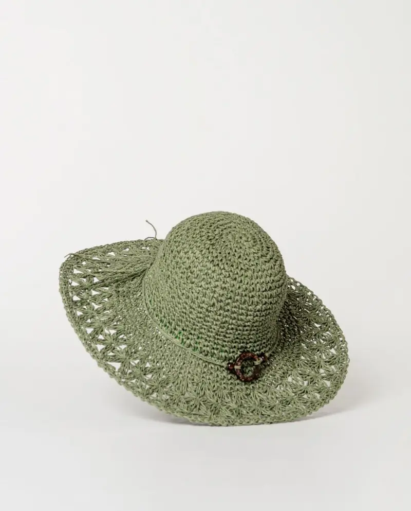 Surkana Plain raffia hat Green