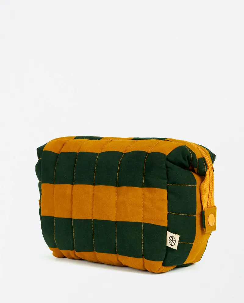 Surkana quilted horizontal stripes quilted toiletry bag khaki