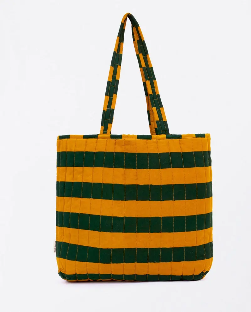 Surkana striped quilted shopper print sunshine khaki