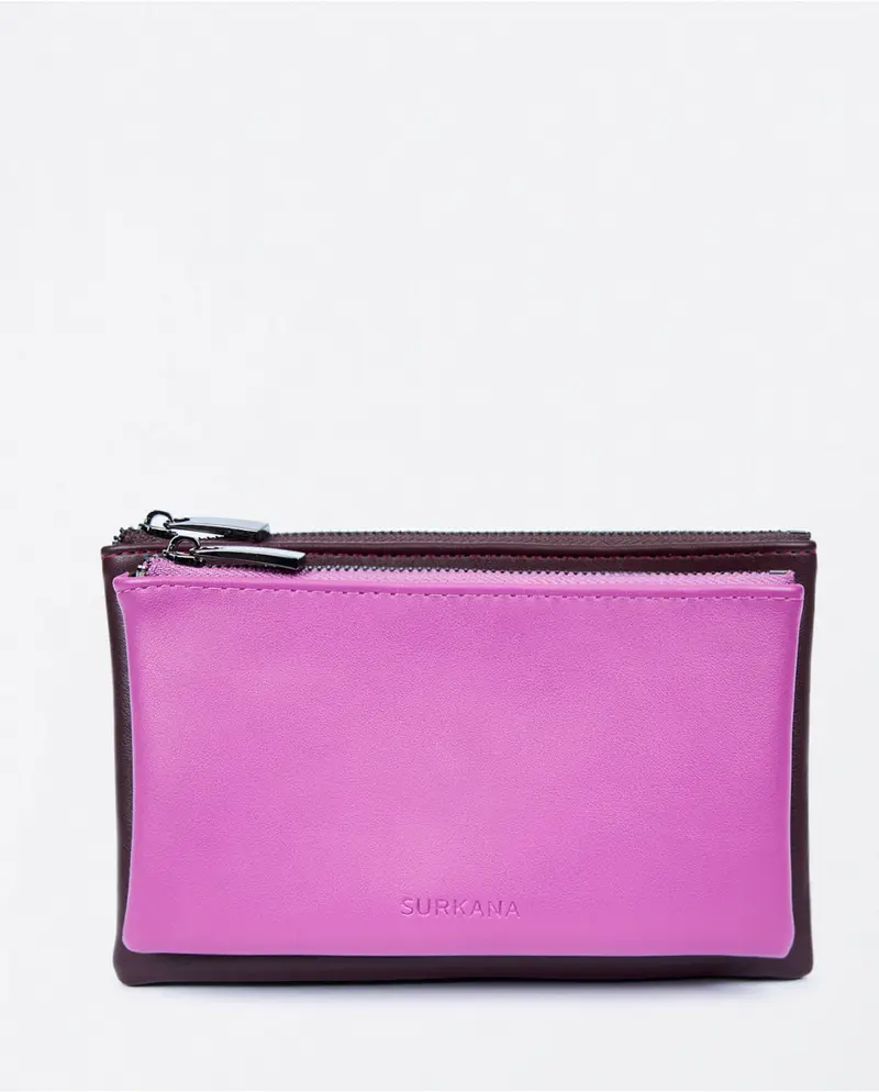Surkana two-tone rectangular double purse purple