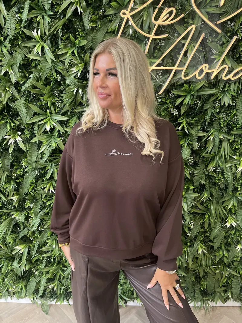 Sweater Bisous uni donkerbruin