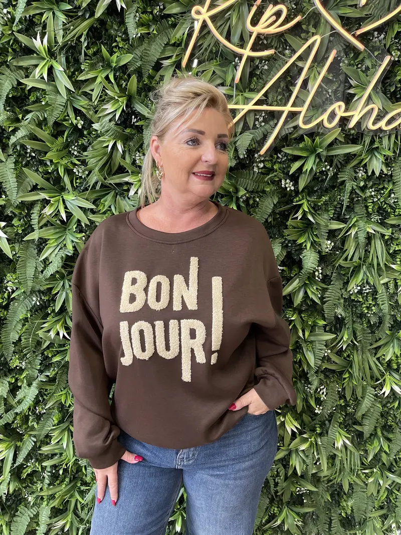 Sweater bonjour donkerbruin