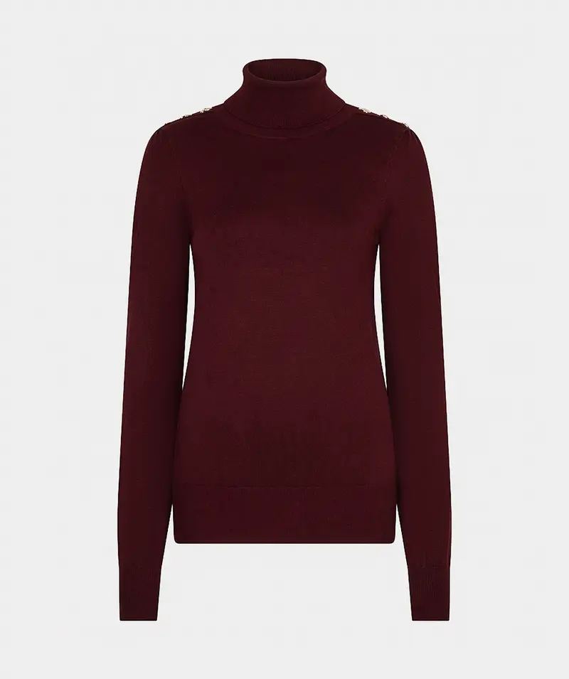 Sweater button detail basic knit F26.07544 Merlot