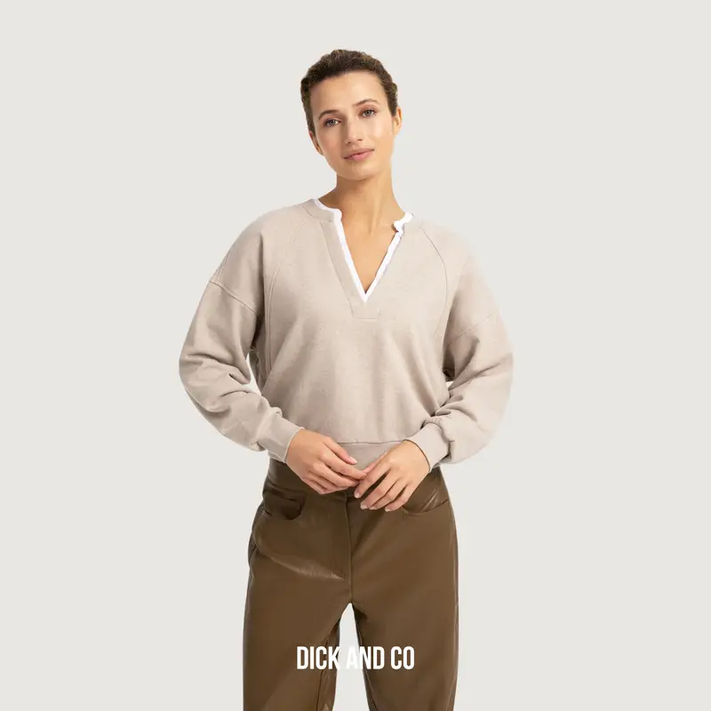 Sweater met geweven kraag