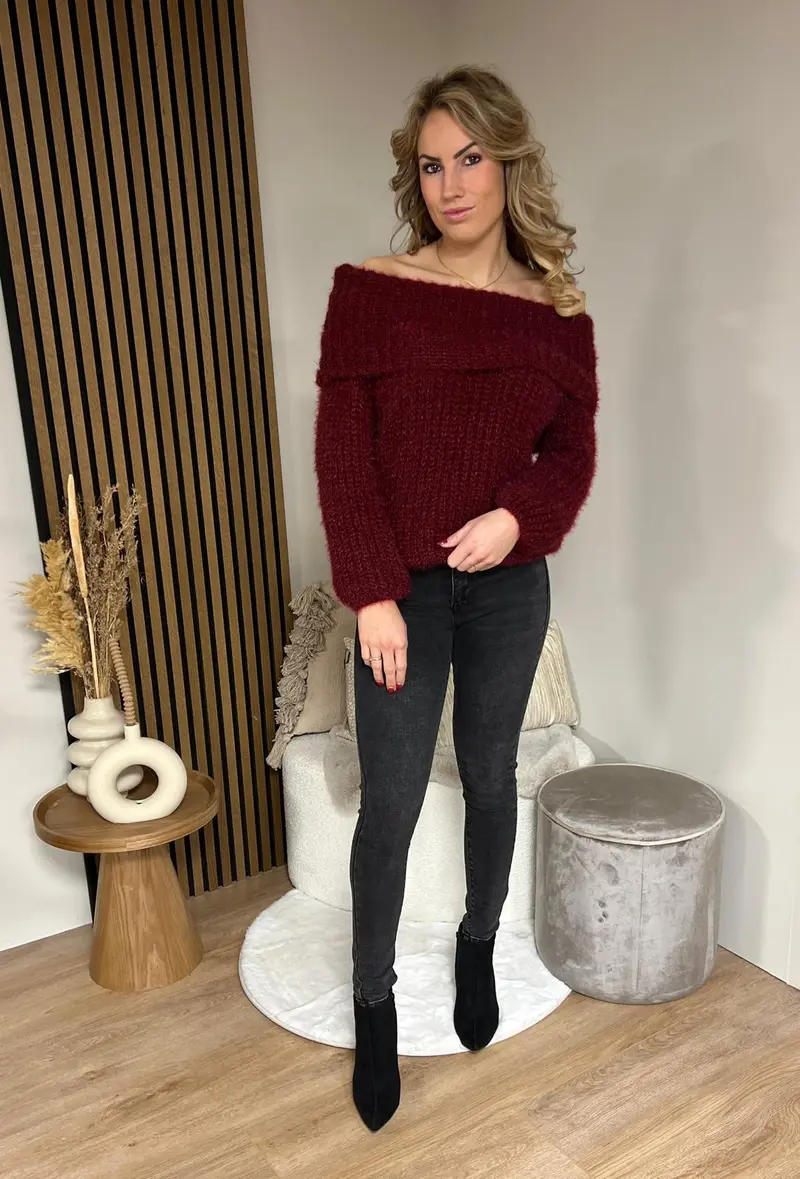 Sweater off shoulder - Bo Bordeaux Party Collectio