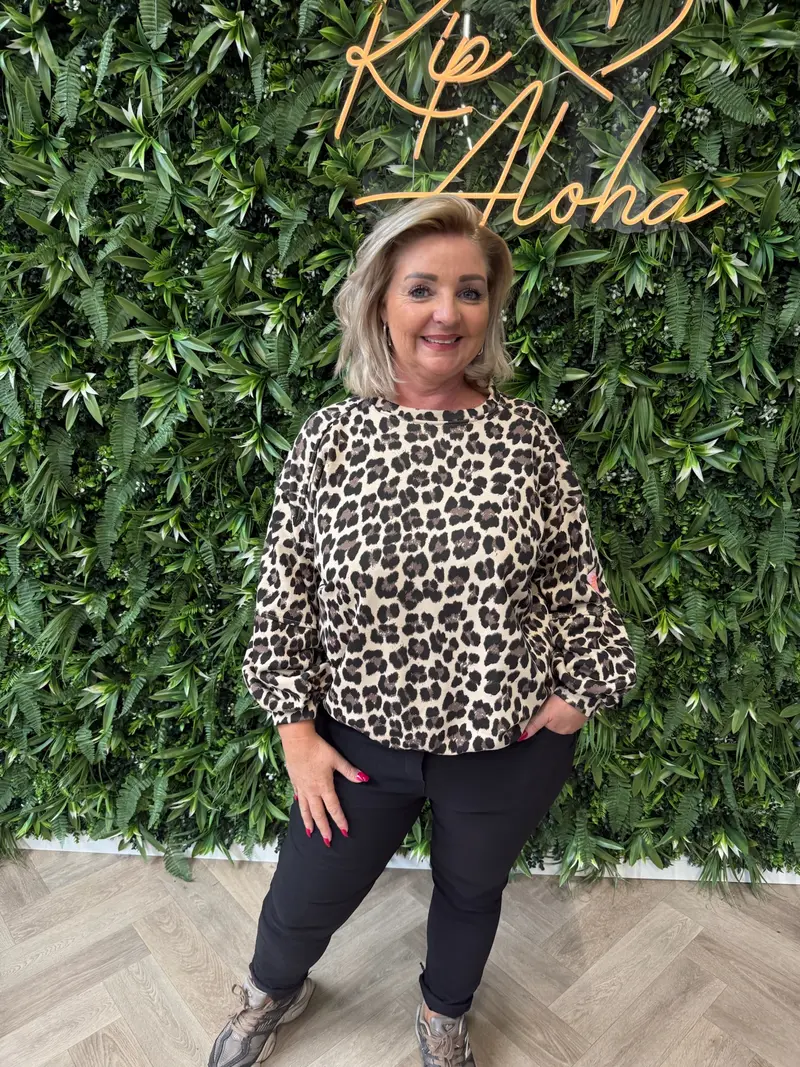 Sweater panter selflove club lichtbruin